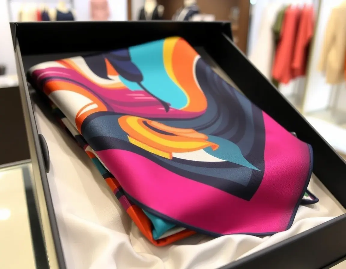 Luxuriöser Seidenschal mit Kunstdruck