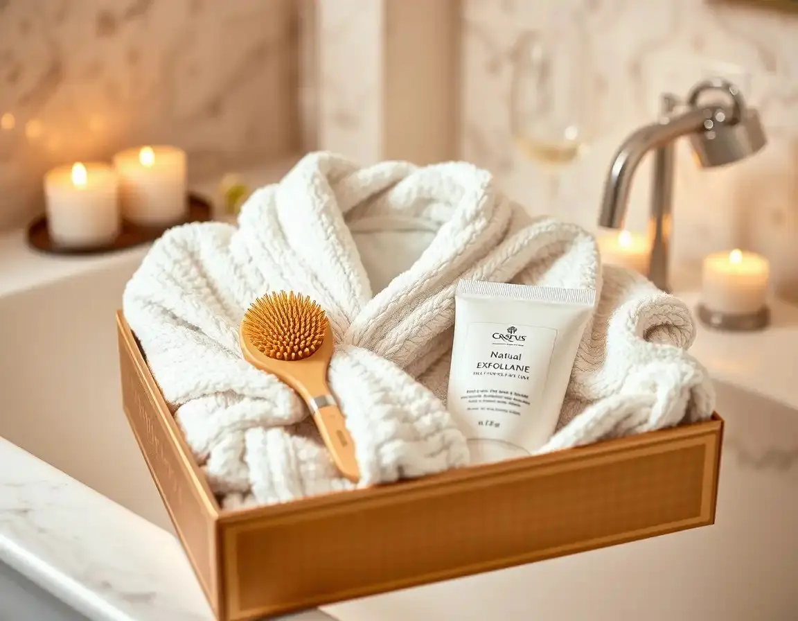 Plüsch Spa Bademantel und Peeling-Set