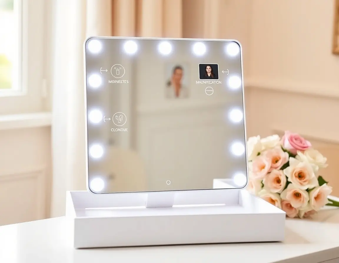 Smarter LED-Schminkspiegel mit Vergrößerung