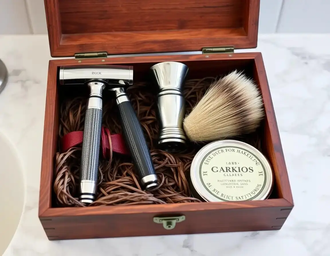 Traditionelles Nassrasur-Set mit Dachshaarpinsel