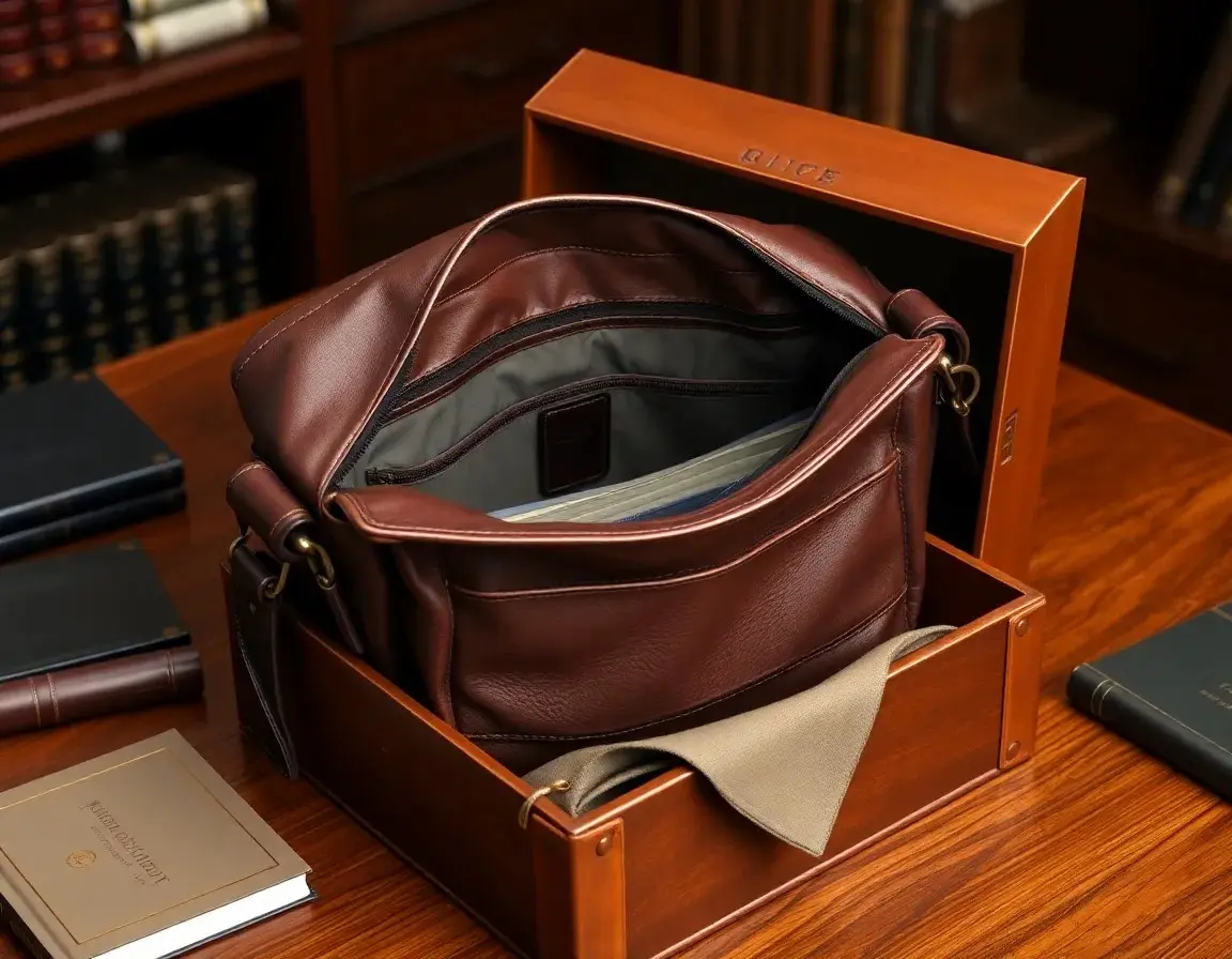 Echte Vintage Herren Messenger Tasche aus Leder