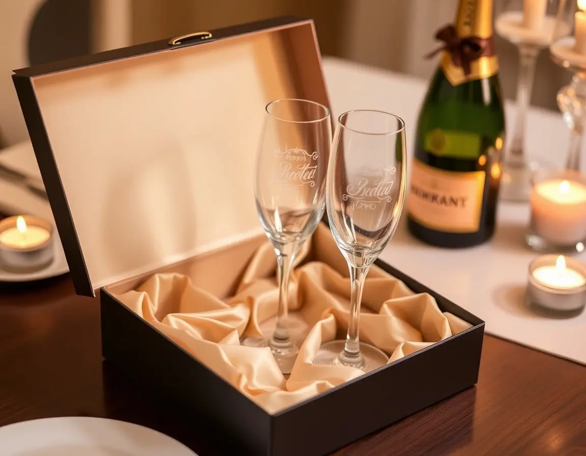 Elegante Champagnergläser für den Hochzeitstag