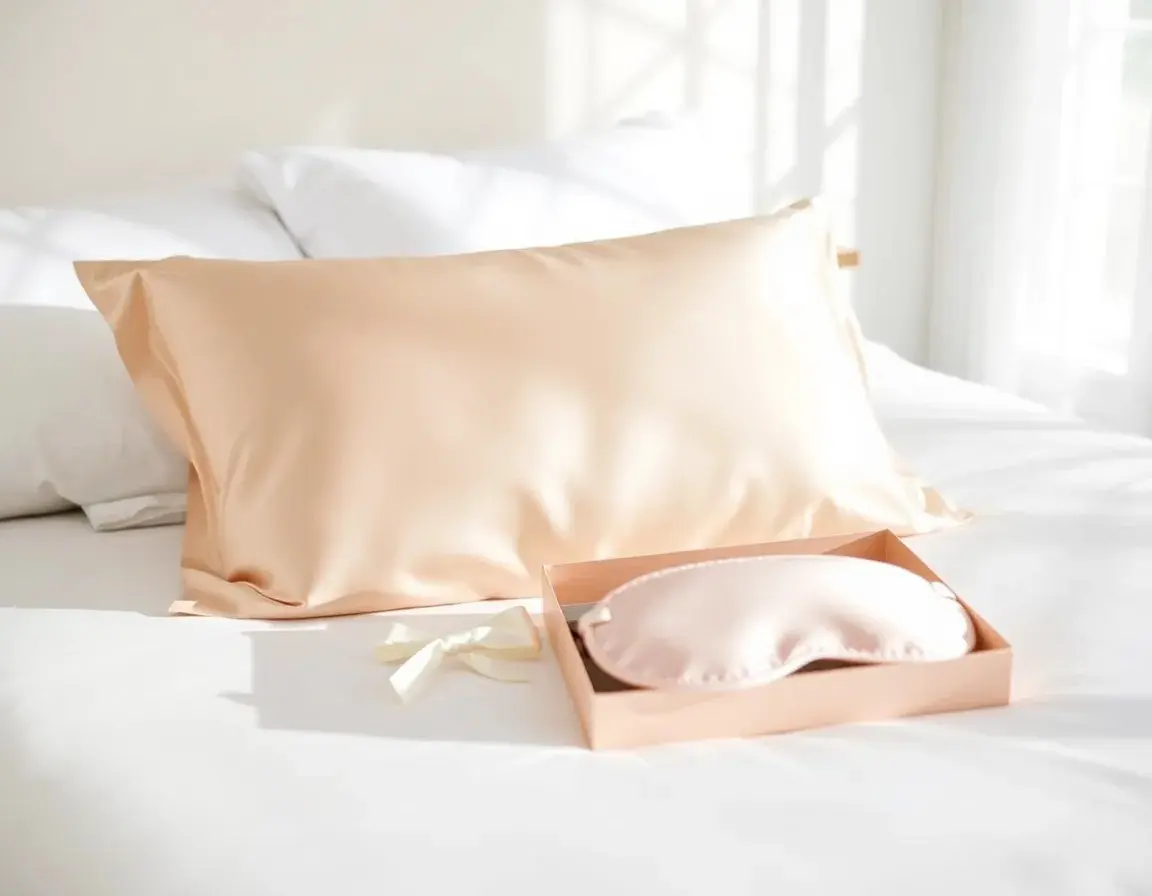 Seidenkissenbezug und Schlafmaske