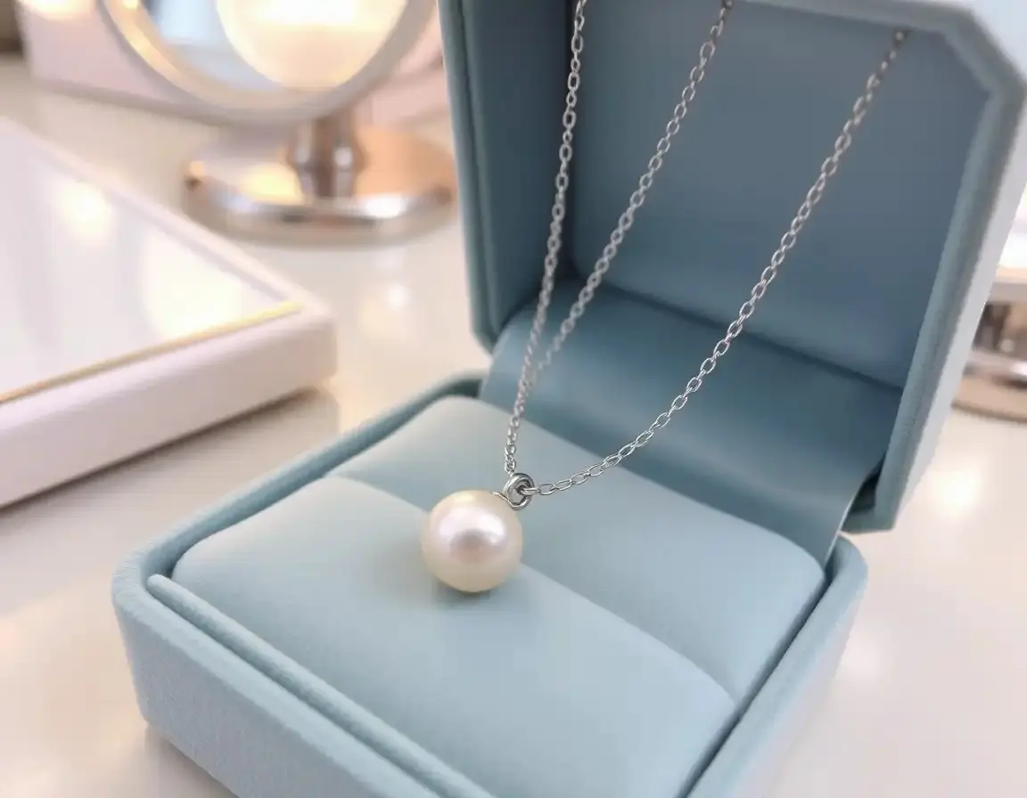 Halskette mit Perlenanhänger aus Sterlingsilber