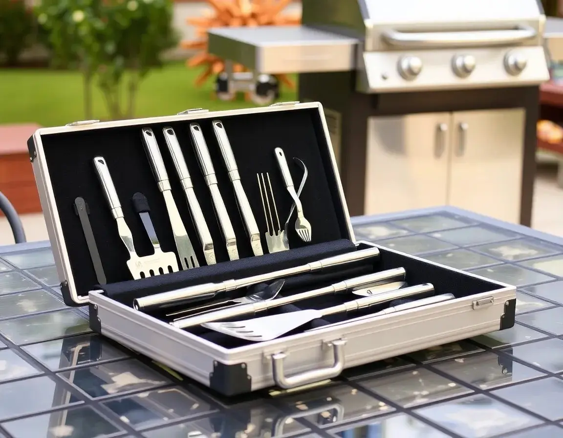 Hochwertiges Grill-Werkzeugset aus Edelstahl