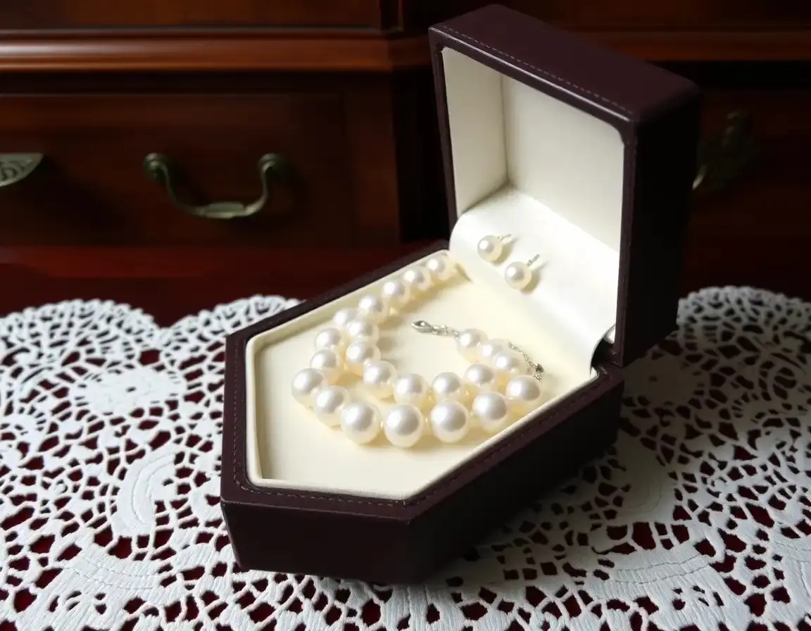 Zuchtperlen-Halsketten- und Ohrring-Set