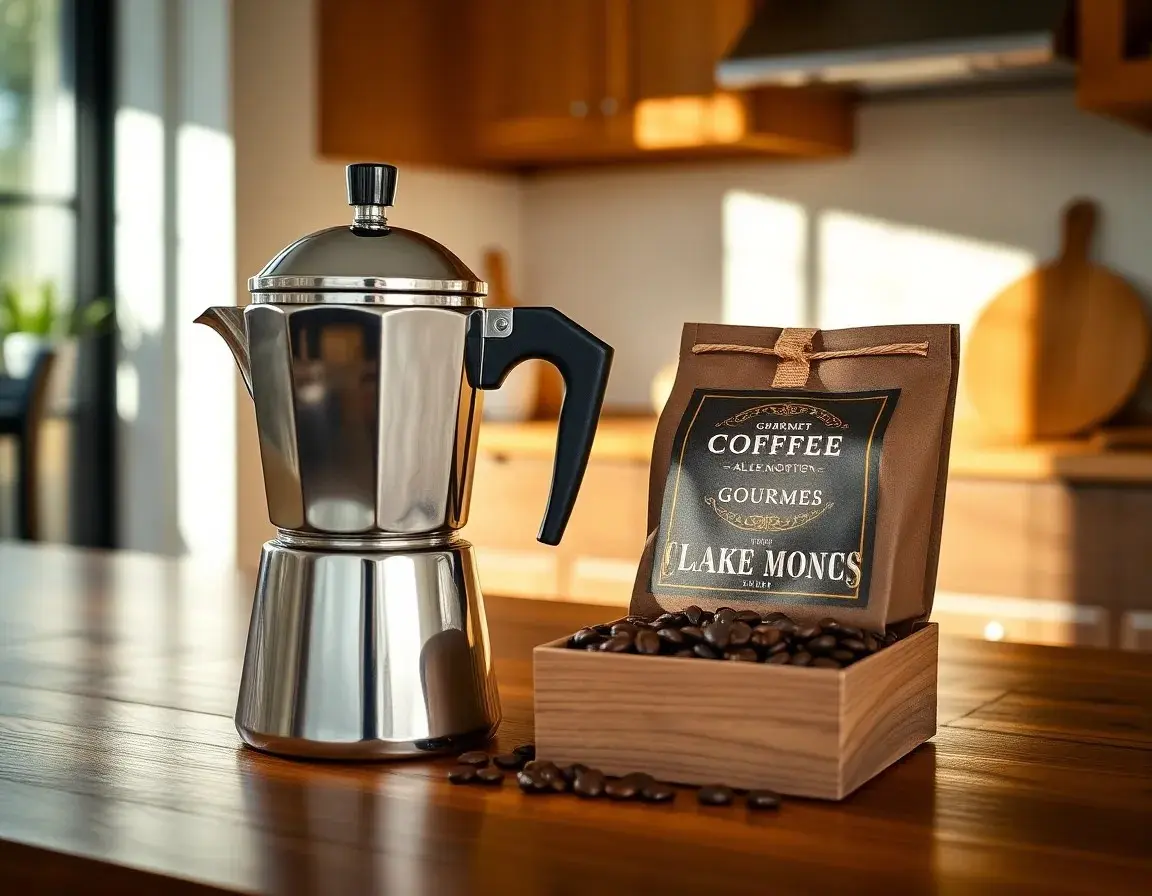 Italienische Moka Kaffeekanne aus Edelstahl