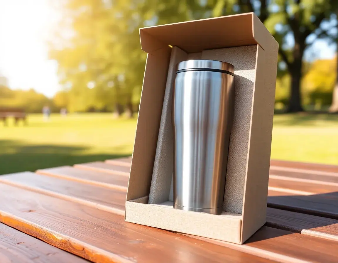 Robuster, isolierter Reisebecher aus Edelstahl