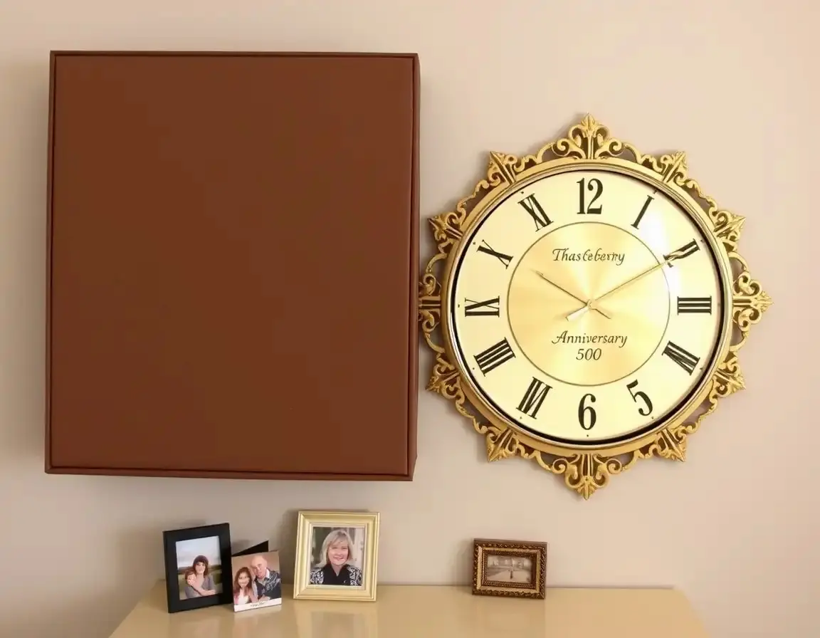 Dekorative Goldene Wanduhr zum 50. Jubiläum