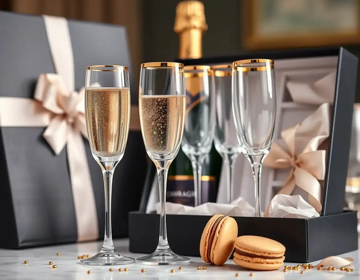 Champagnerflöten-Set mit Goldrand