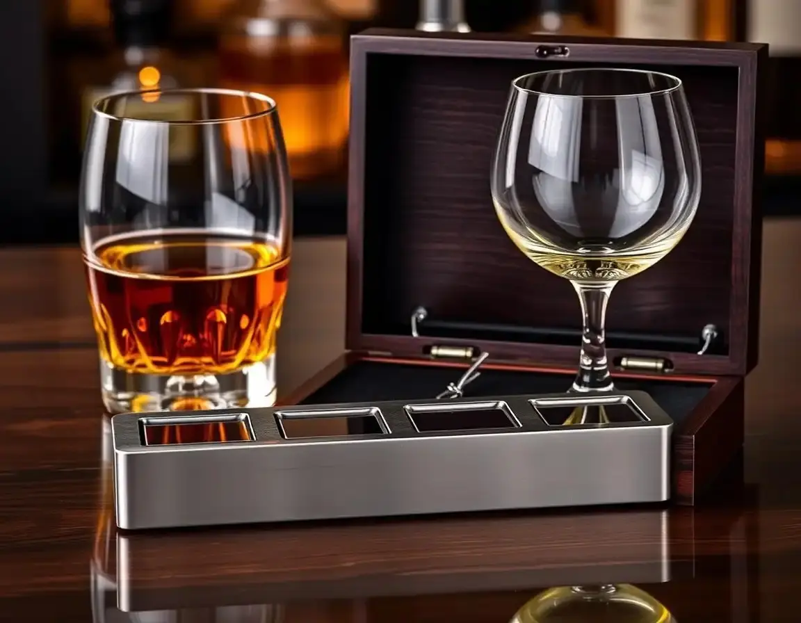 Edelstahl Whiskey Steine und Gläser Set