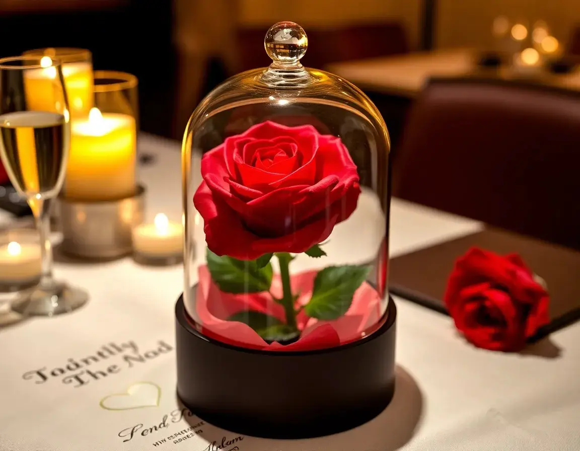 Ewige Rose in Glaskuppel