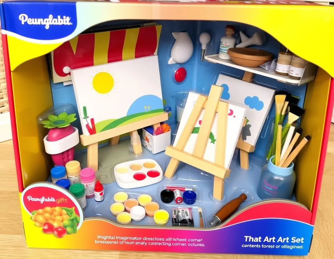 Hochwertiges Kunstset mit Staffelei