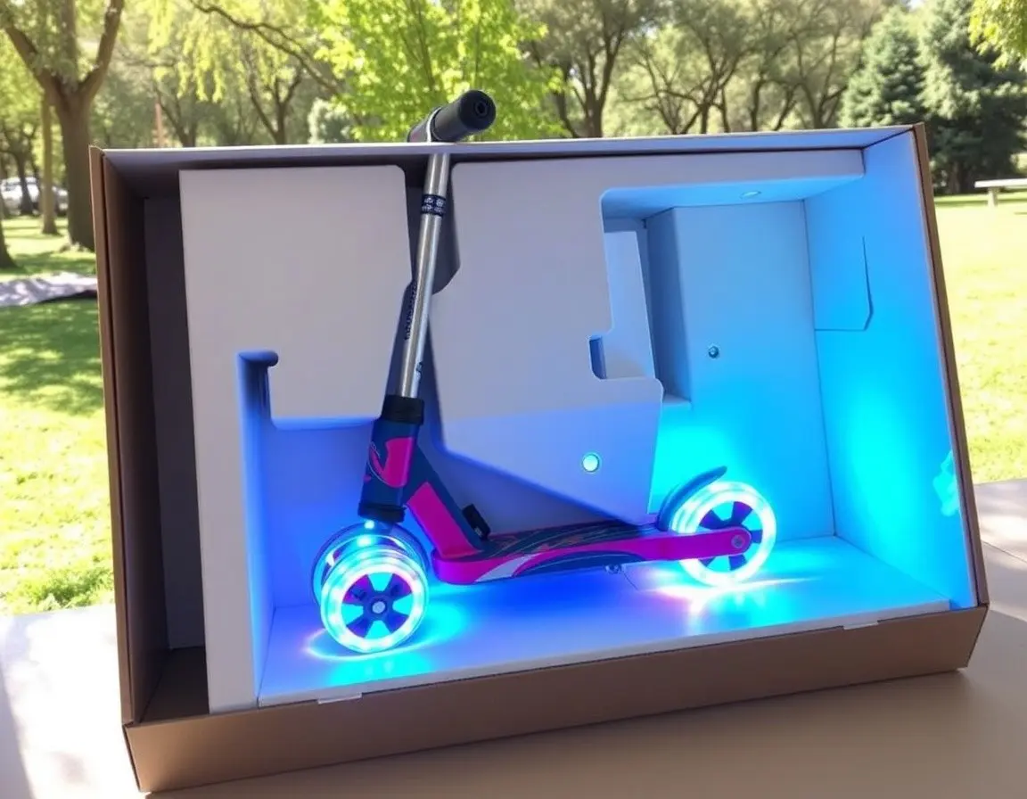 Scooter mit leuchtenden LED-Rädern