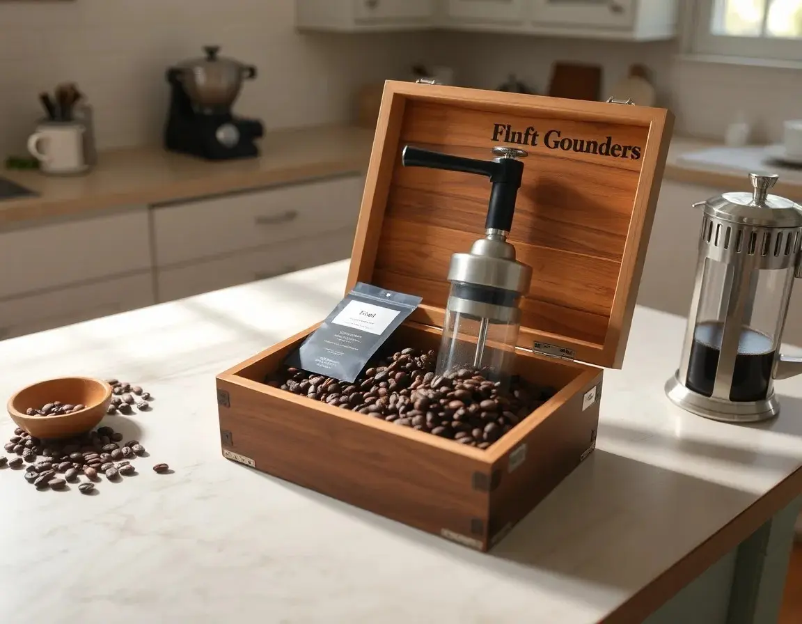 Premium Coffee Bean and Grinder Gift Set