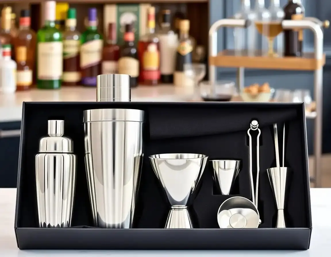 Bar Cart Accessories Set (Shaker, Jigger, Strainer, Stirrer)