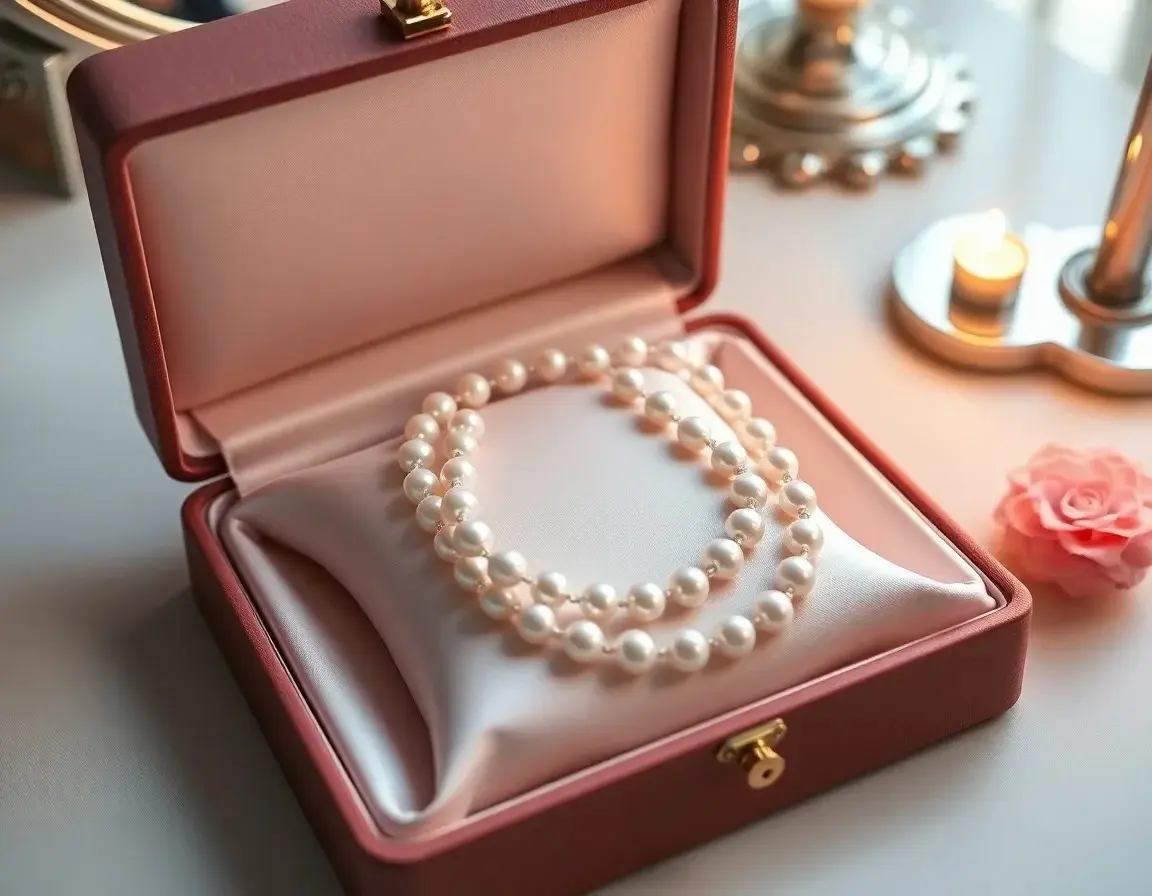 Klassisches Süßwasserperlen-Set (Kette und Ohrringe)