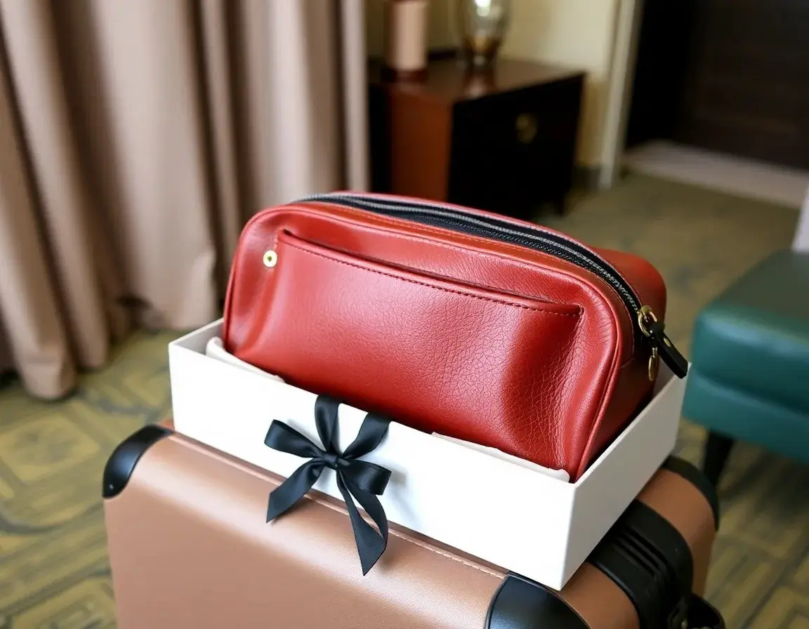 Kulturbeutel aus Leder für Reisen