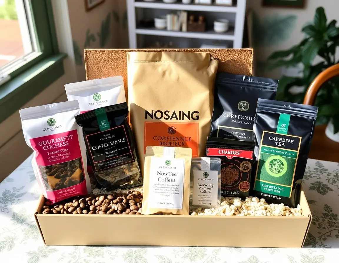 Gourmet-Kaffeebohnen und Tee-Auswahl