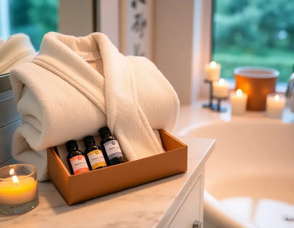 Luxus Spa Bademantel und Ätherische Öle