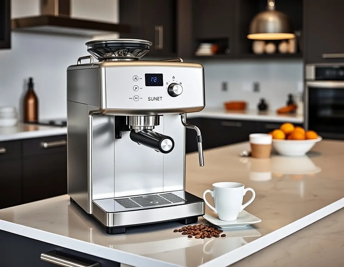 Moderne Kaffeemaschine mit Mahlwerk