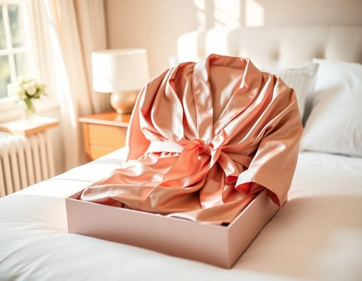 Luxus Seidenpyjama und Bademantel-Set
