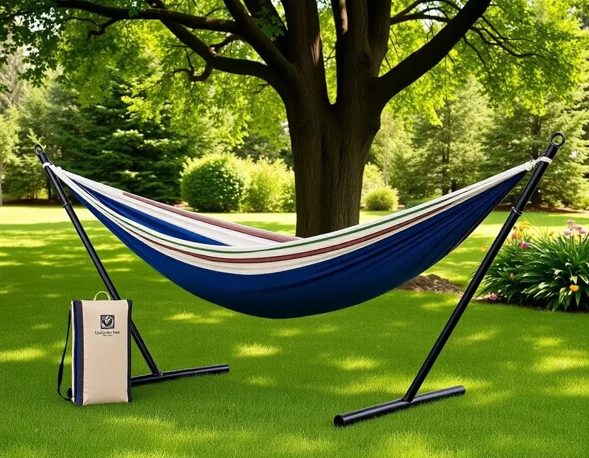 Tragbare Hängematte mit Ständer