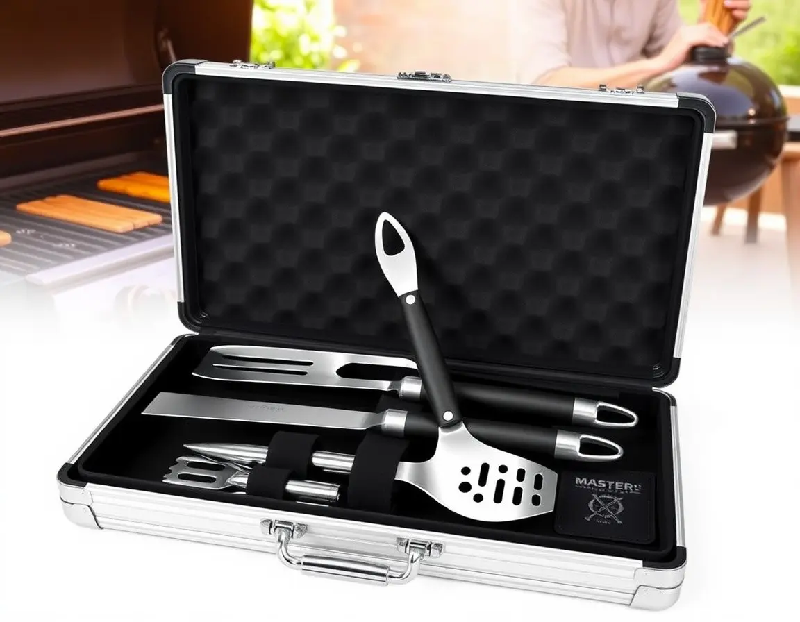 Professionelles BBQ Grill-Werkzeugset im Koffer