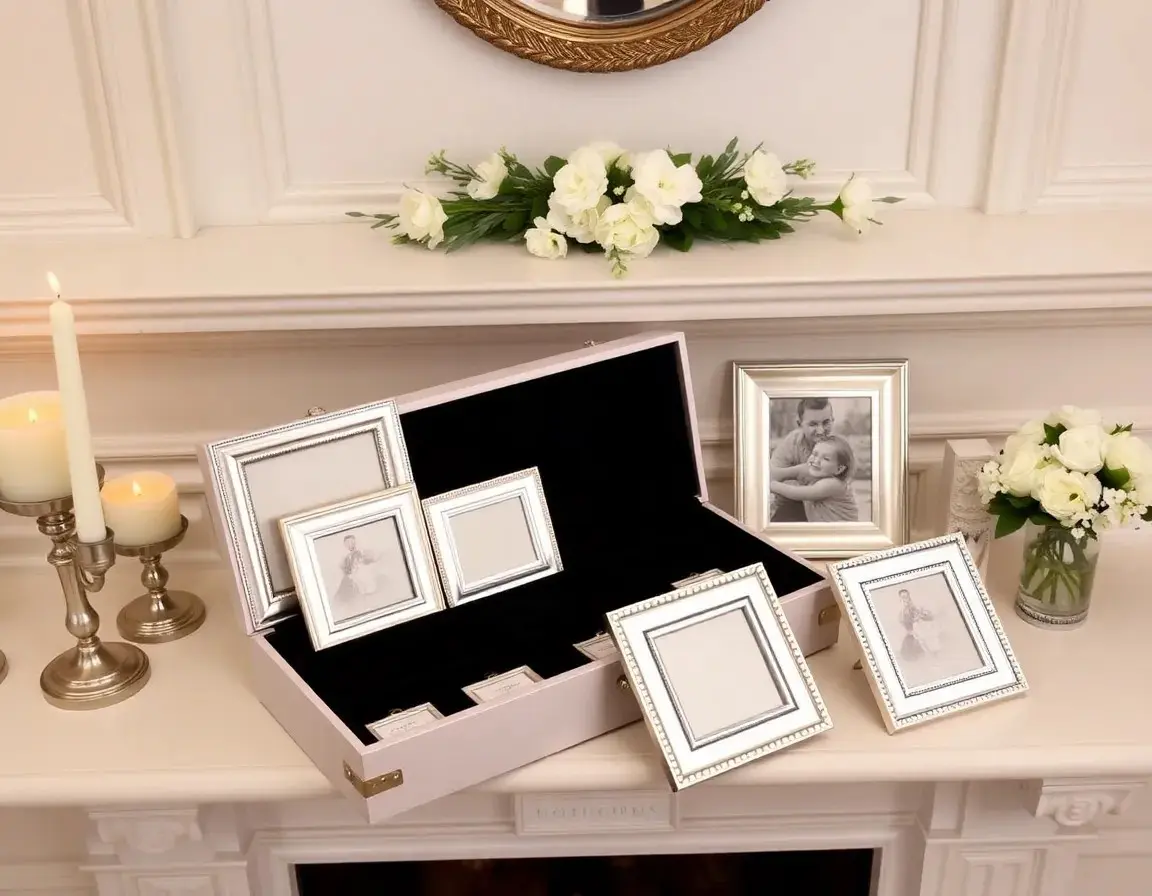 Elegantes versilbertes Fotorahmen-Set
