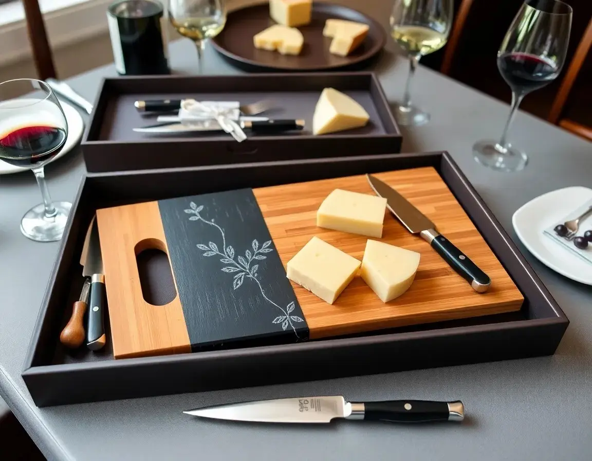 Premium Käsebrett und Messer-Set