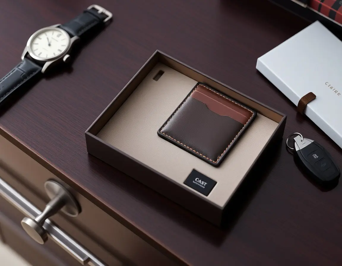 Echtes Leder-Portemonnaie und Kartenhalter