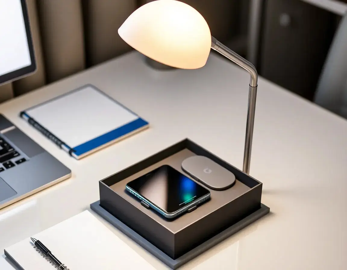 Moderne Schreibtischlampe mit kabelloser Ladefunktion