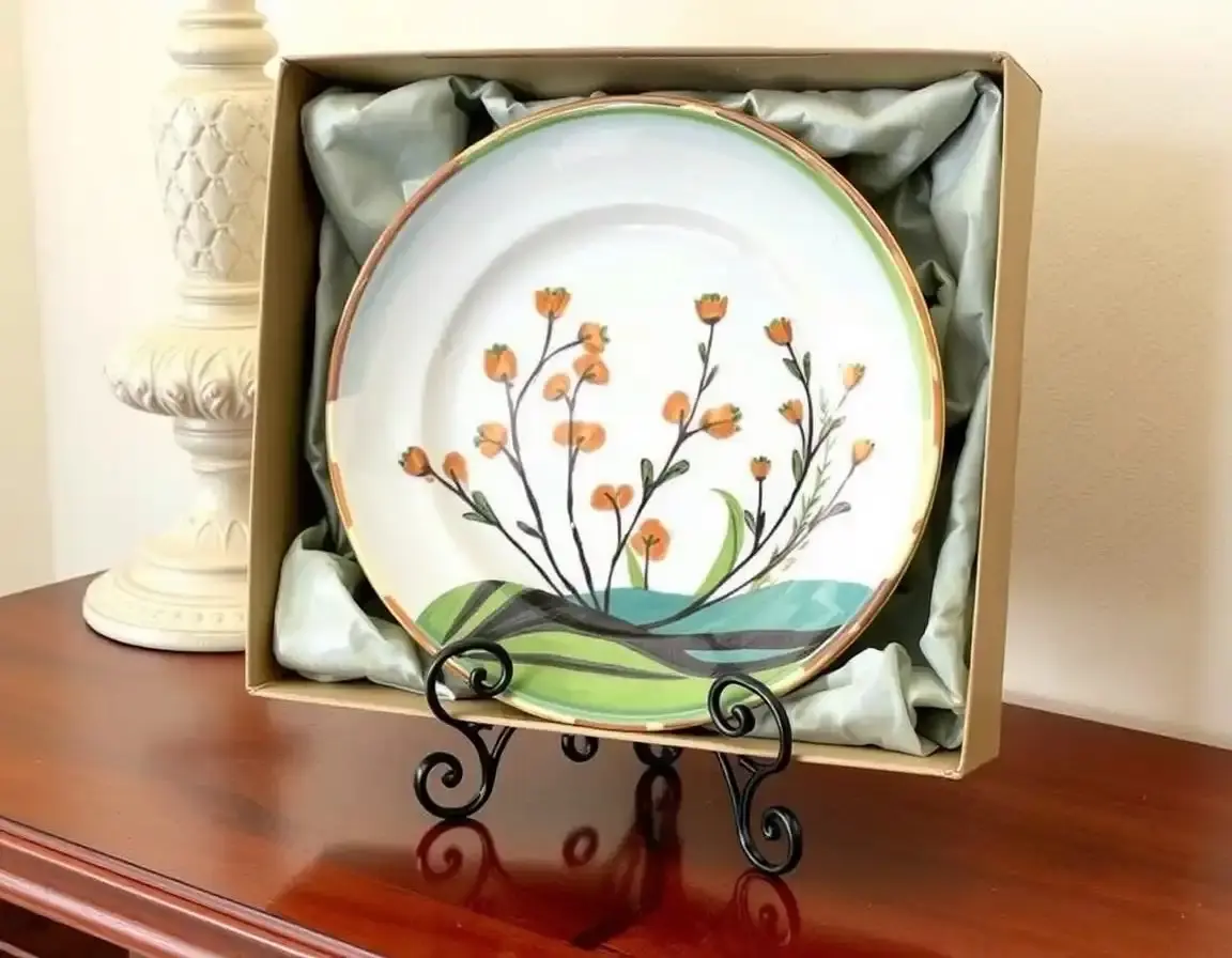 Handbemalte Keramikplatte als dekoratives Geschenk zum 70. Geburtstag