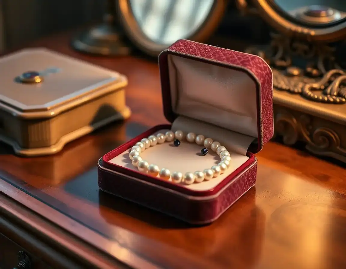 Elegantes Perlen-Set (Halskette und Ohrringe)