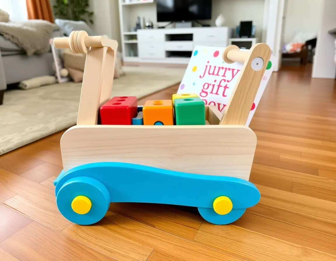 Lauflernwagen aus Holz als Geschenk zum ersten Geburtstag