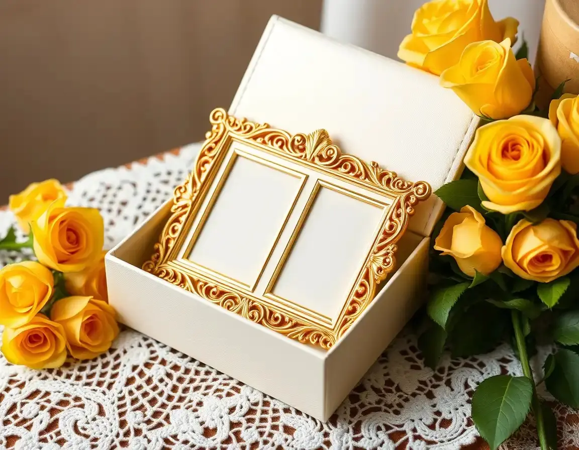 Gold-Plated Photo Frame for Two Photos