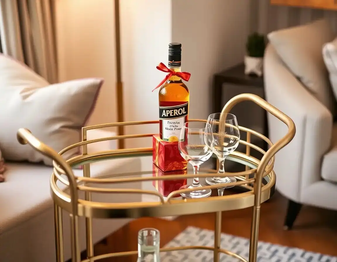 Moderner Barwagen in Gold-Optik