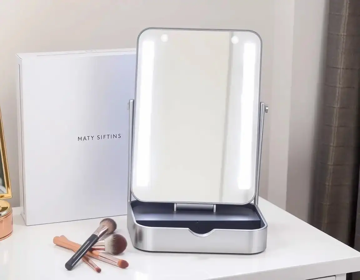 Intelligenter LED-Schminkspiegel mit Ablage