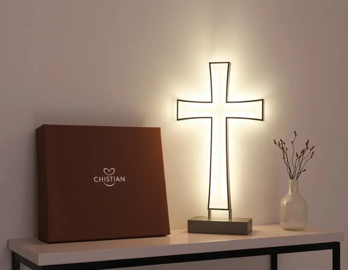 Beleuchtetes christliches Wandkreuz