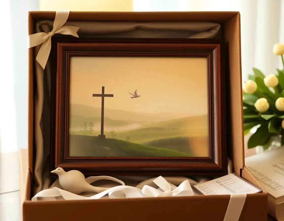 Gerahmter Kunstdruck mit christlichem Motiv