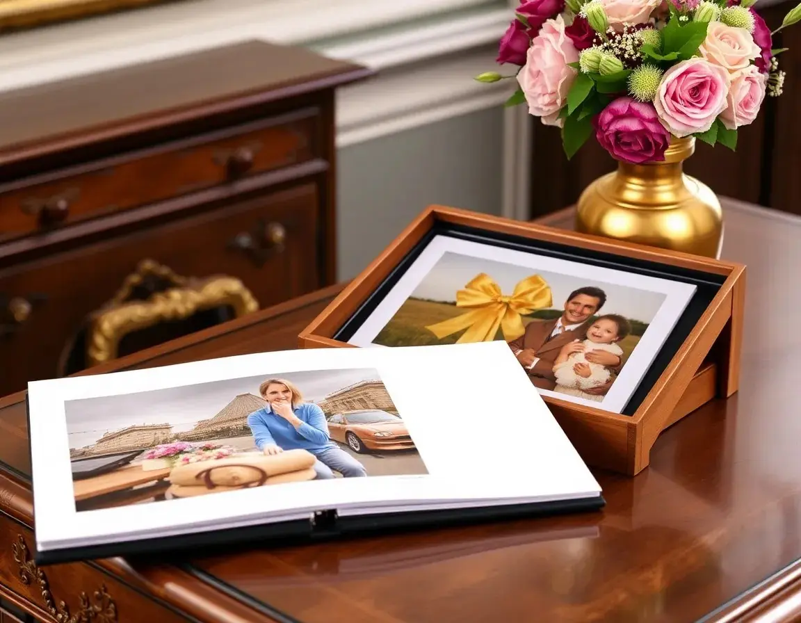 Hochwertiges digitales Fotoalbum mit Holzbox