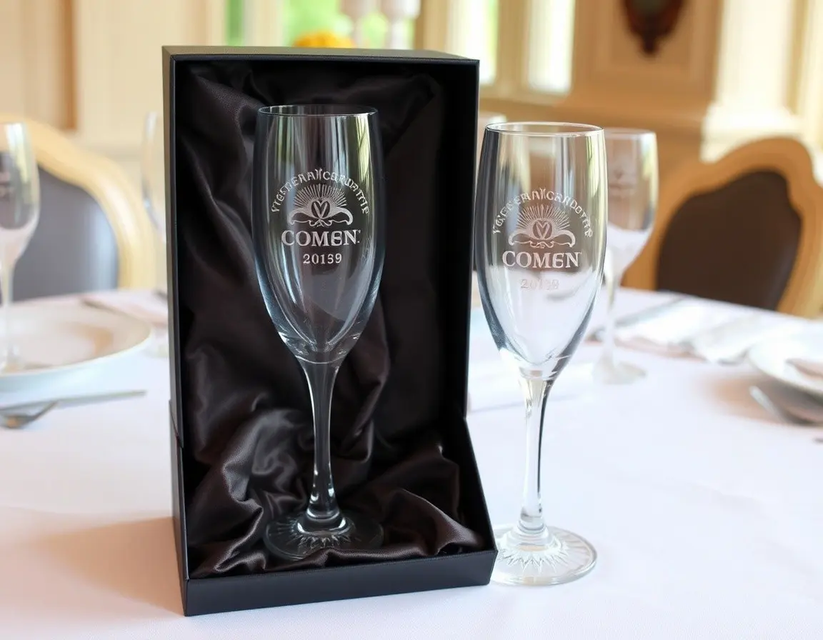 Gravierte Champagnergläser aus Kristall