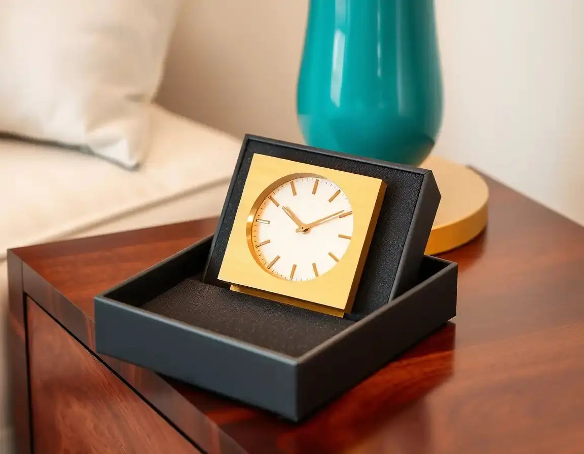 Goldfarbene Schreibtischuhr