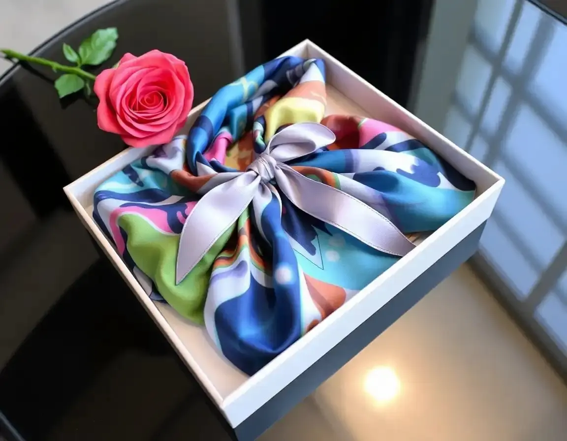 Luxuriöser Seidenschal mit Kunstdruck