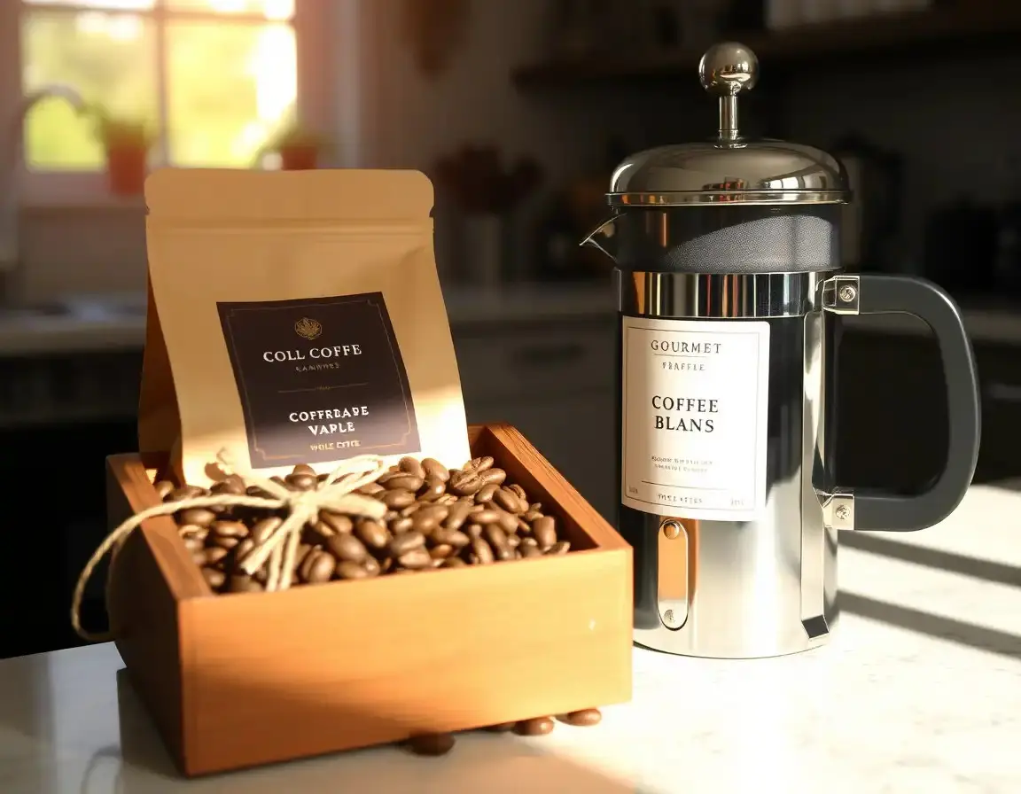 Gourmet Kaffeebohnen und French Press Set