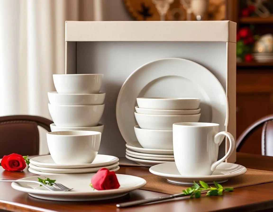 Hochwertiges Keramik Geschirr-Set für Zwei