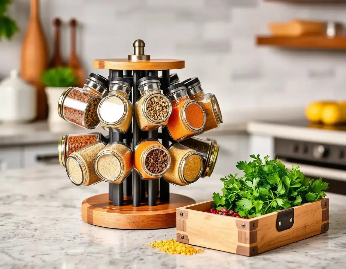 Gewürzregal mit Premium-Gewürzen