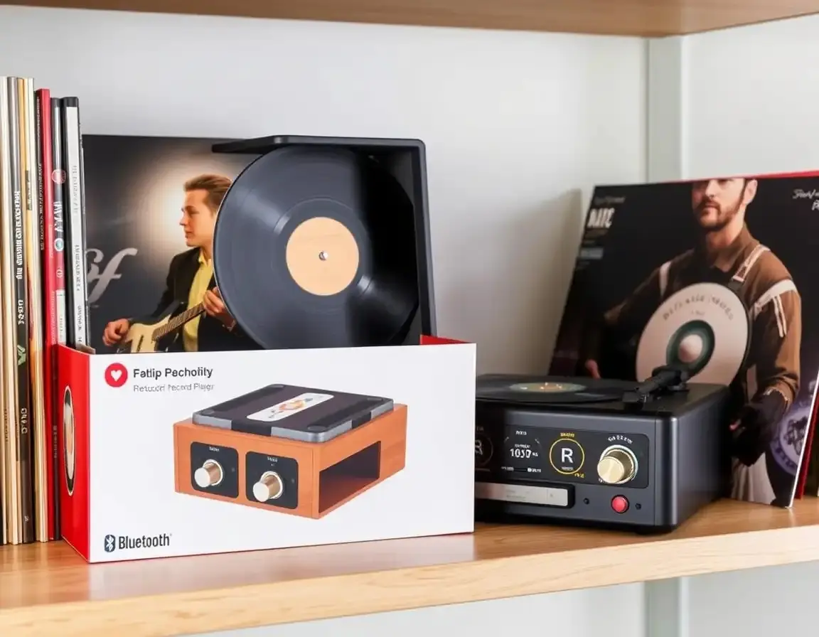 Kompakter Bluetooth-Plattenspieler