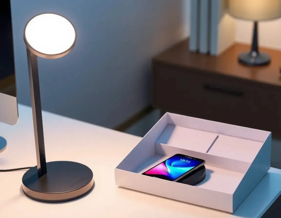 Moderne Schreibtischlampe mit integriertem Wireless Ladegerät