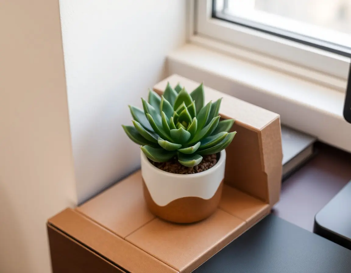 Kleine künstliche Sukkulente im Keramiktopf